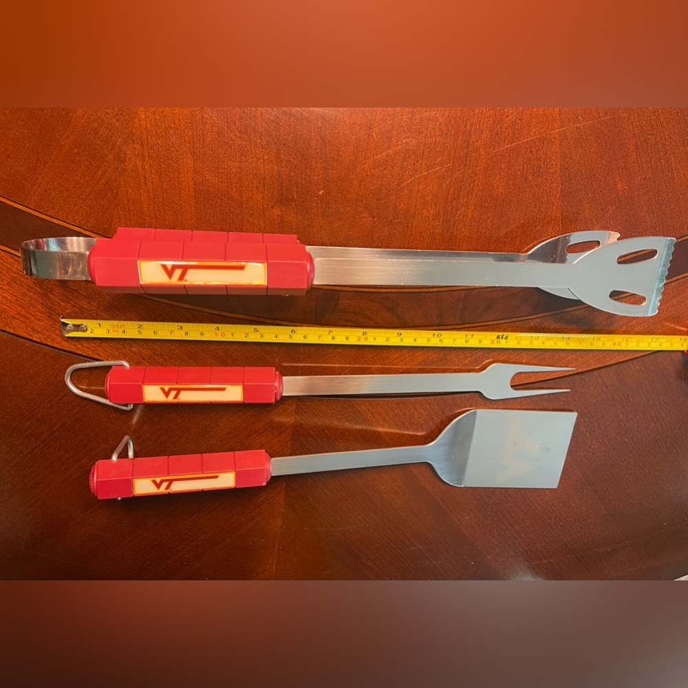 Virginia Tech Tailgaters Grilling Utensils Maroon Plastic Handles